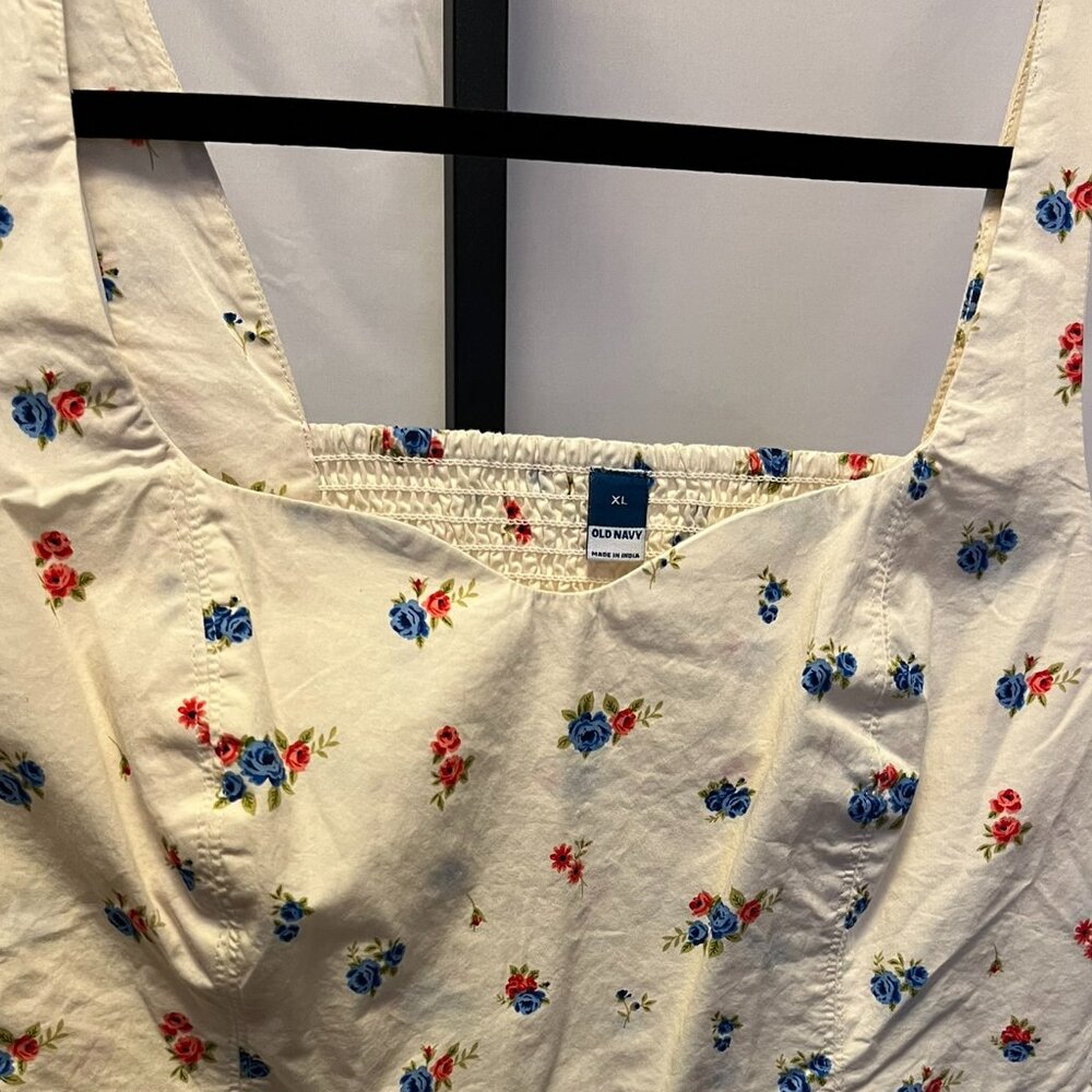 Old Navy White Floral Fit & Flare Cami Mini Dress — Size XL, New Without Tags - Picture 3 of 13